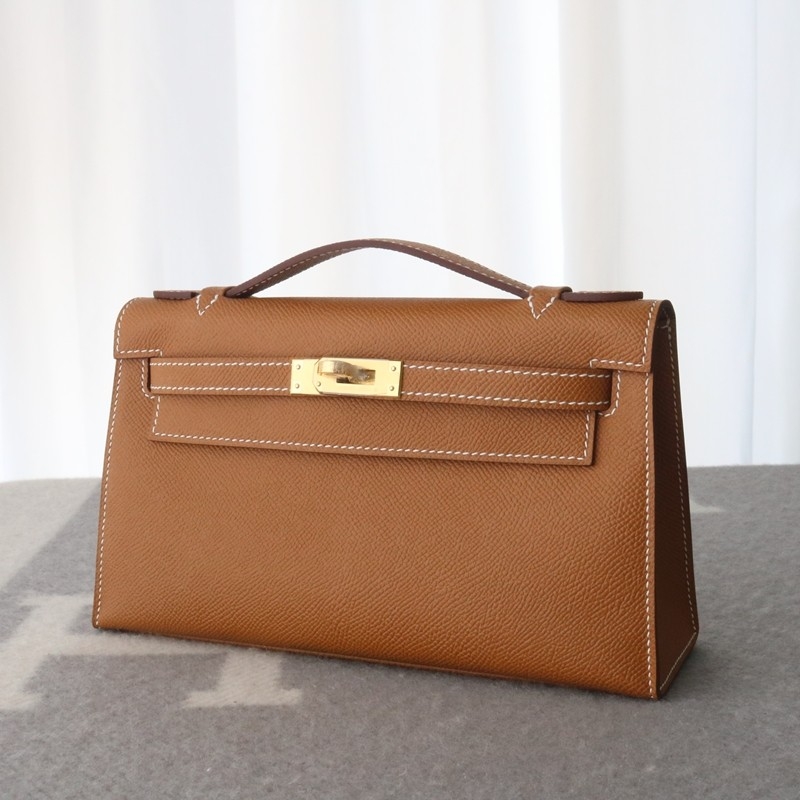 C37 GOLD epsom kelly pochette with ghw