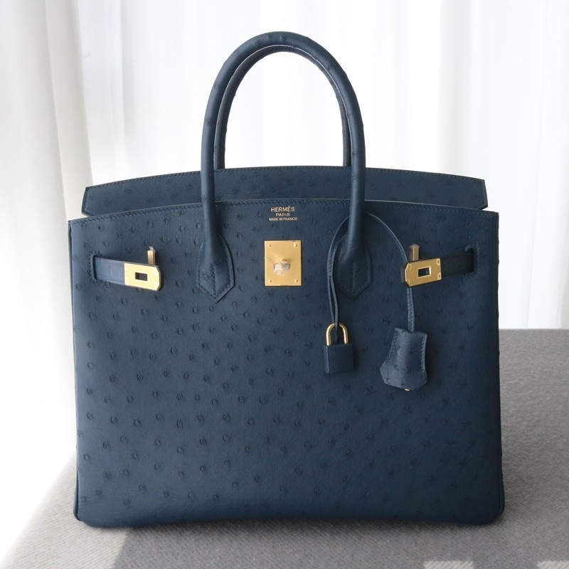 2Z blue nuit Ostrich Birkin 35 with GHW