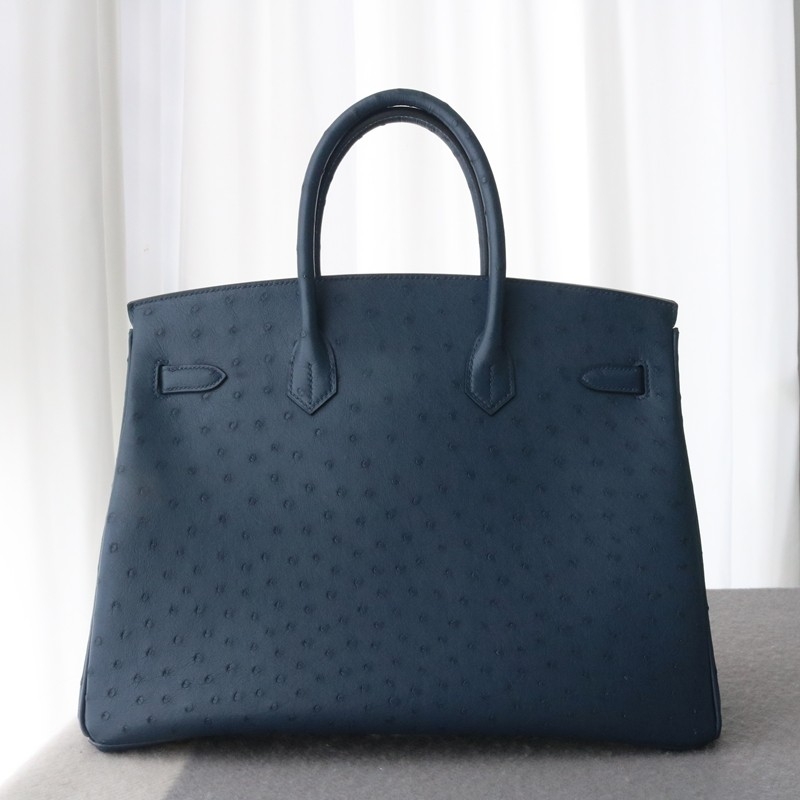 2Z blue nuit Ostrich Birkin 35 with GHW