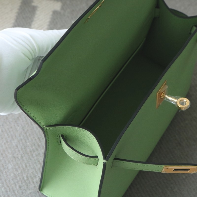 3i vert criquet Swift Kelly Pochette With GHW