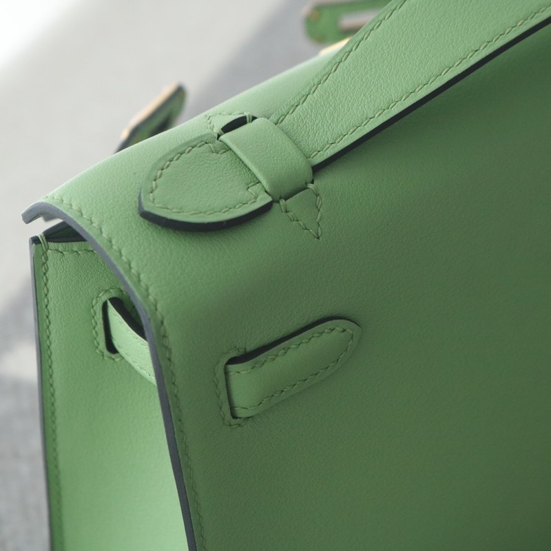 3i vert criquet Swift Kelly Pochette With GHW
