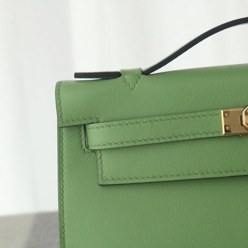 3i vert criquet Swift Kelly Pochette With GHW