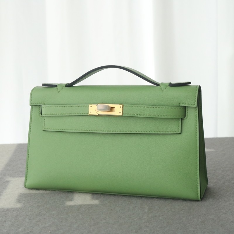 3i vert criquet Swift Kelly Pochette With GHW