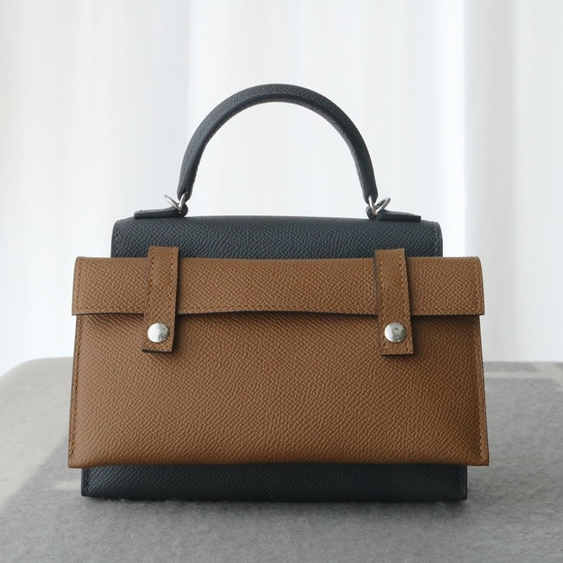 Hermes Kelly Doll Picto epsom H0 Gris misty/ CK89 Nior/ 3G Alezan with PHW