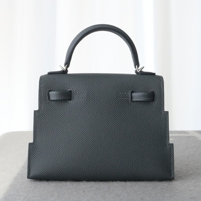 Hermes Kelly Doll Picto epsom H0 Gris misty/ CK89 Nior/ 3G Alezan with PHW
