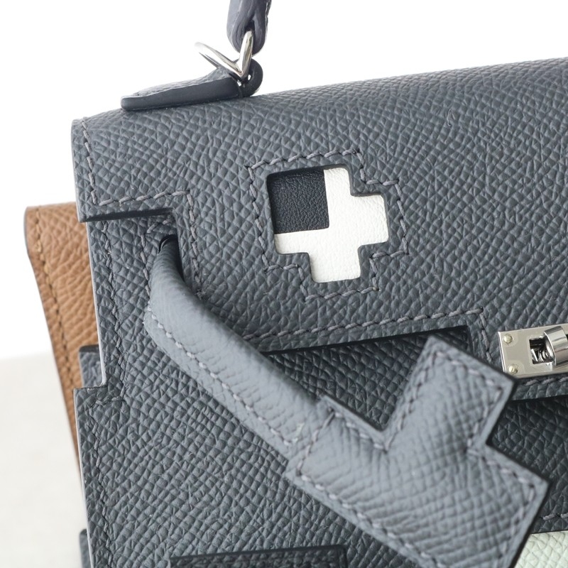 Hermes Kelly Doll Picto epsom H0 Gris misty/ CK89 Nior/ 3G Alezan with PHW