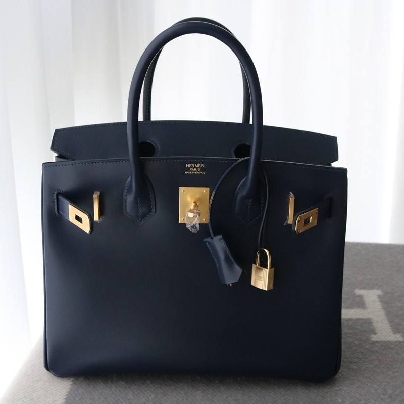 73 Bleu saphir box calf birkin 30 with GHW