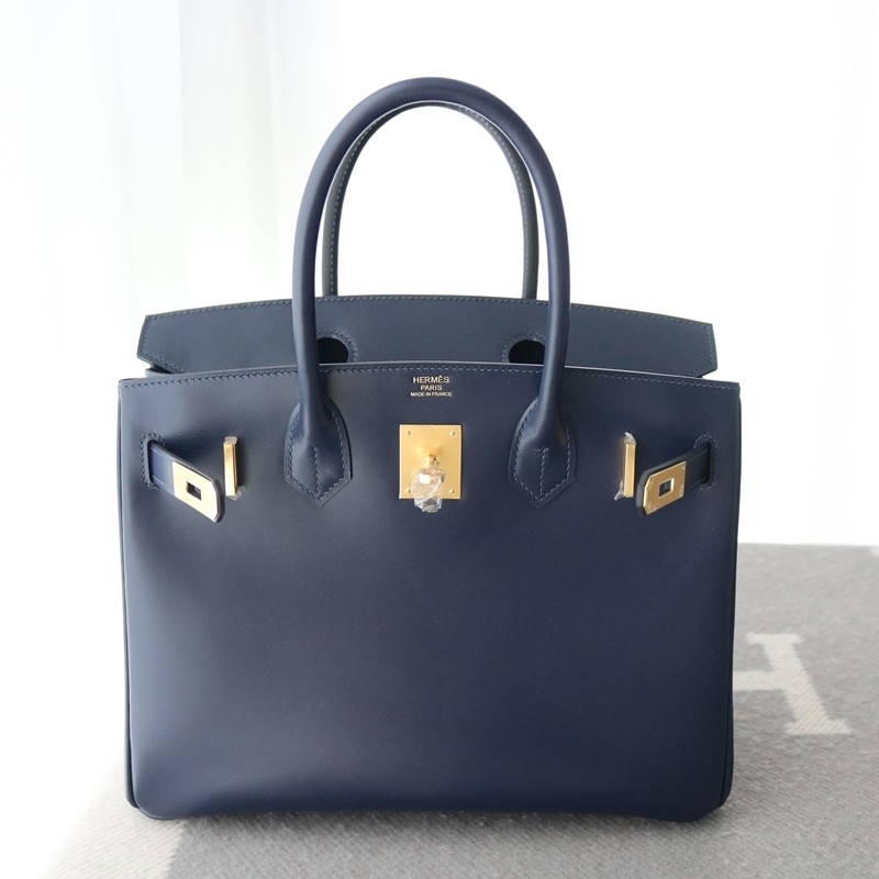 73 Bleu saphir box calf birkin 30 with GHW