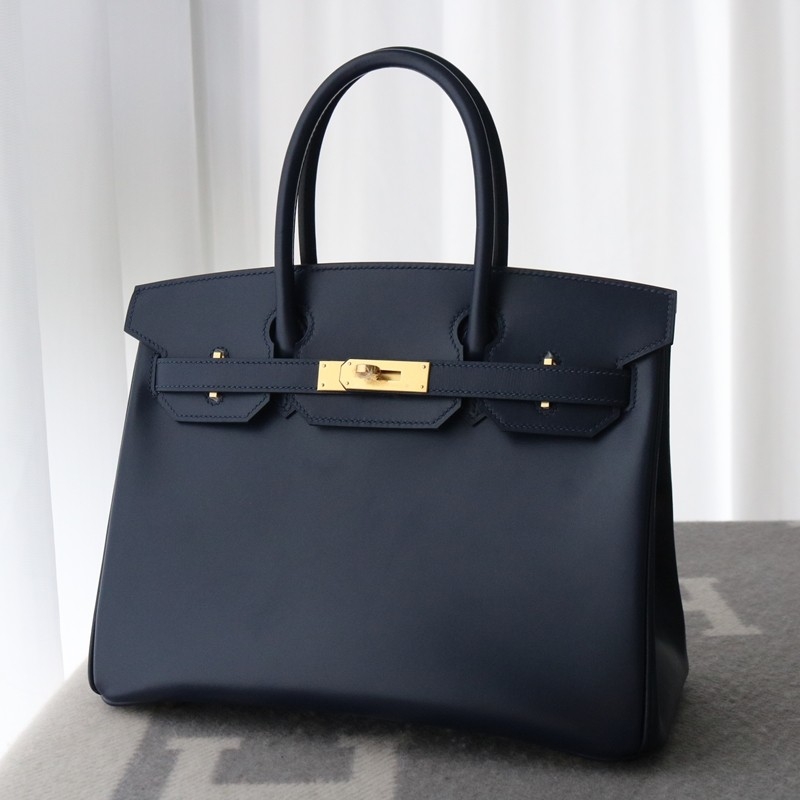 73 Bleu saphir box calf birkin 30 with GHW