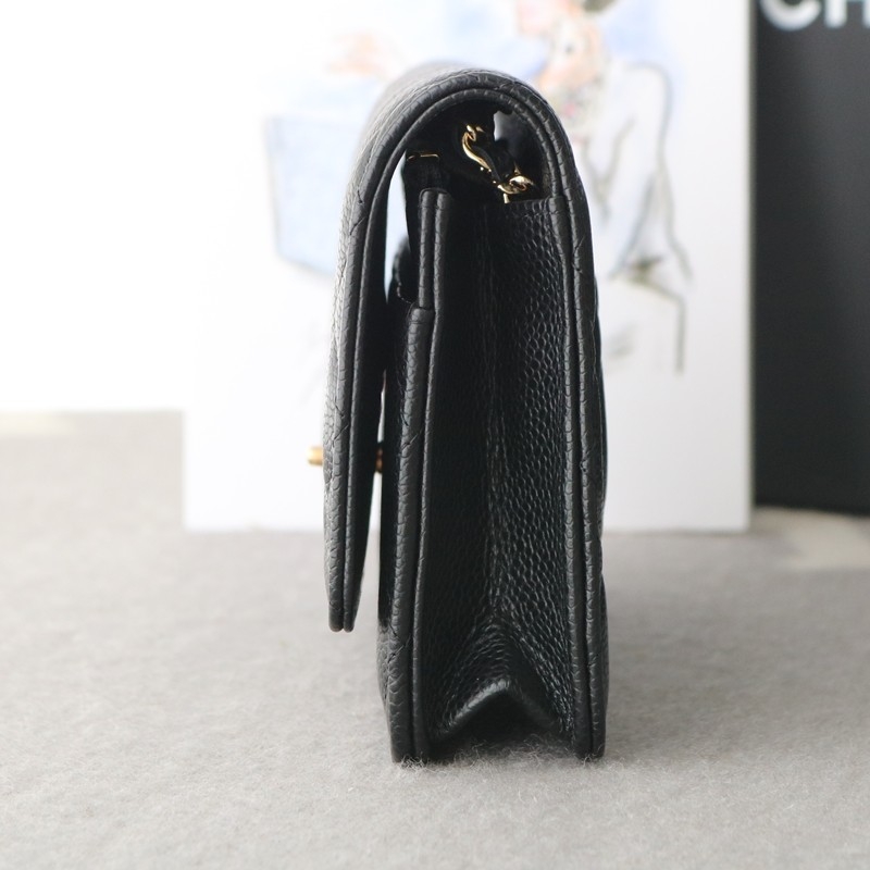 Chanel WOC Wallet on Chain in Black Caviar Leather with Shiny Gold Hardware Size:12*19*4cm
