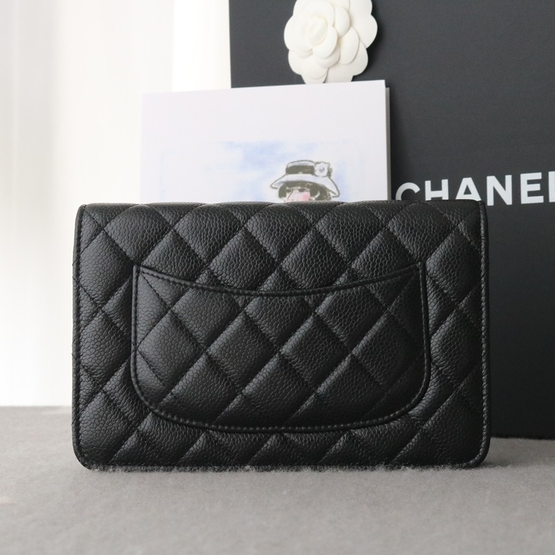 Chanel WOC Wallet on Chain in Black Caviar Leather with Shiny Gold Hardware Size:12*19*4cm