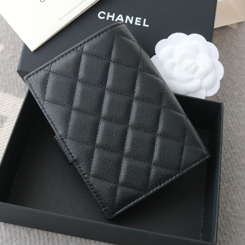 Chanel 25P Classic Passport Holder Card Holder Wallet Black Caviar Leather Gold Hardware Size:14*10.5*2cm