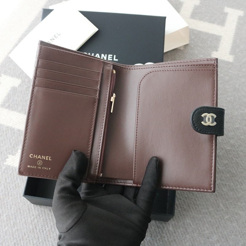 Chanel 25P Classic Passport Holder Card Holder Wallet Black Caviar Leather Gold Hardware Size:14*10.5*2cm