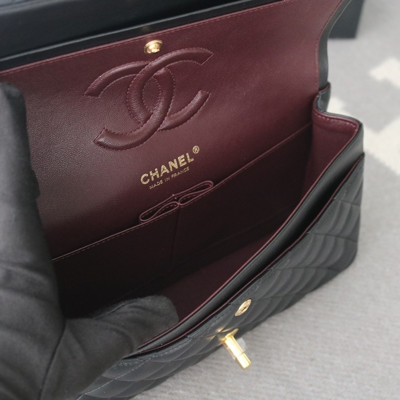 Chanel medium Classic Double Flap Bag Black Lambskin Gold Hardware Size:15.5*25.5*6.5cm