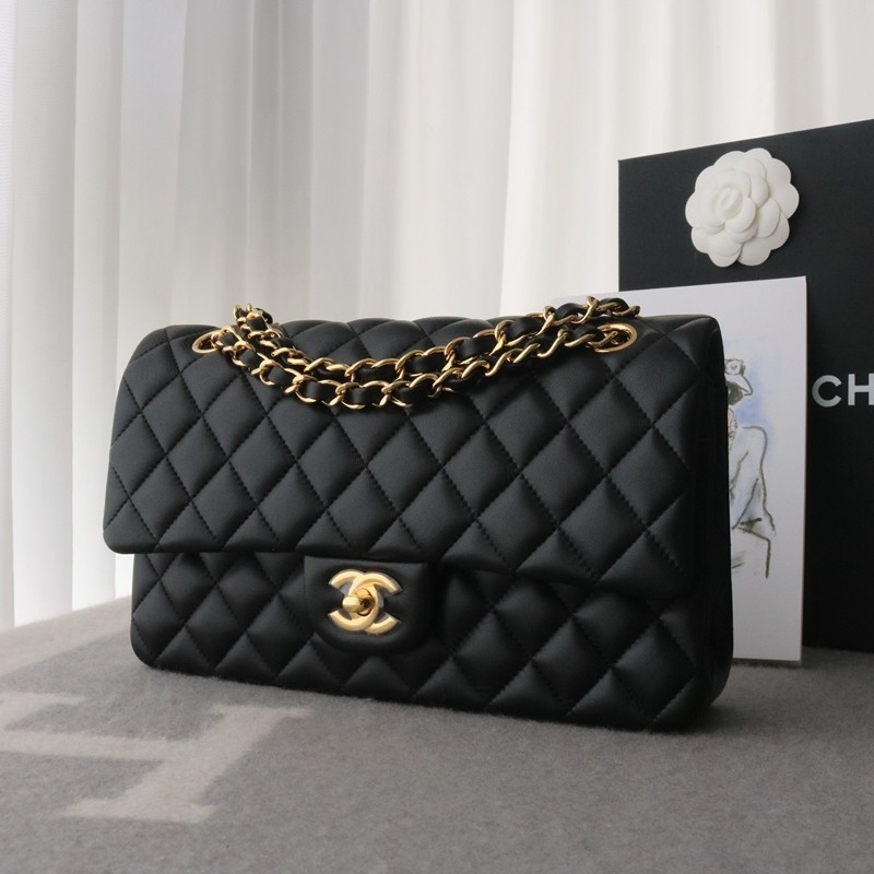 Chanel medium Classic Double Flap Bag Black Lambskin Gold Hardware Size:15.5*25.5*6.5cm