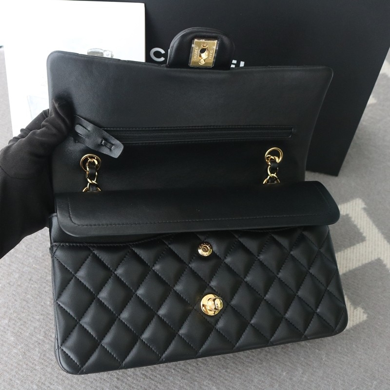 Chanel medium Classic Double Flap Bag Black Lambskin Gold Hardware Size:15.5*25.5*6.5cm