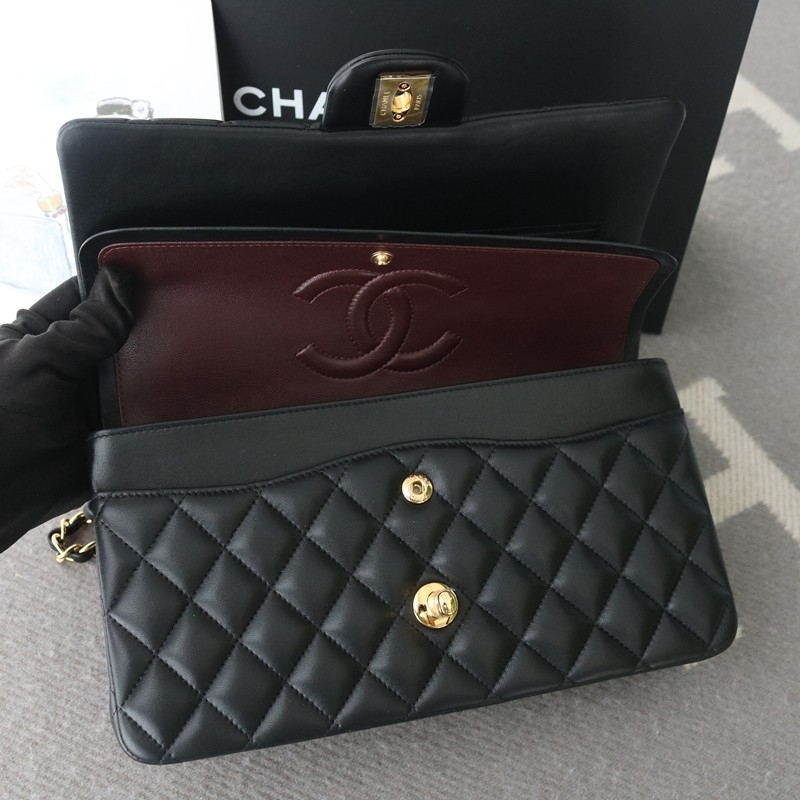 Chanel medium Classic Double Flap Bag Black Lambskin Gold Hardware Size:15.5*25.5*6.5cm