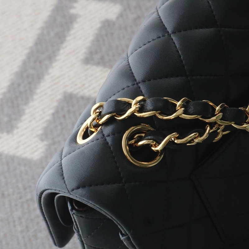 Chanel medium Classic Double Flap Bag Black Lambskin Gold Hardware Size:15.5*25.5*6.5cm