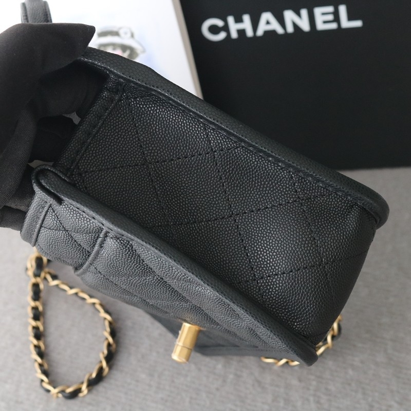 Chanel 25B Flap Bag Handle With Charm Black Grained calfskin gold-tone metal Size:16*25*8cm