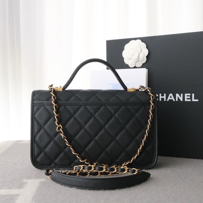 Chanel 25B Flap Bag Handle With Charm Black Grained calfskin gold-tone metal Size:16*25*8cm