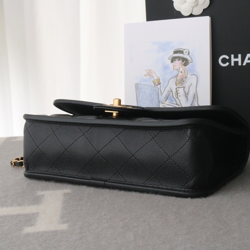 Chanel 25B Flap Bag Handle With Charm Black Grained calfskin gold-tone metal Size:16*25*8cm