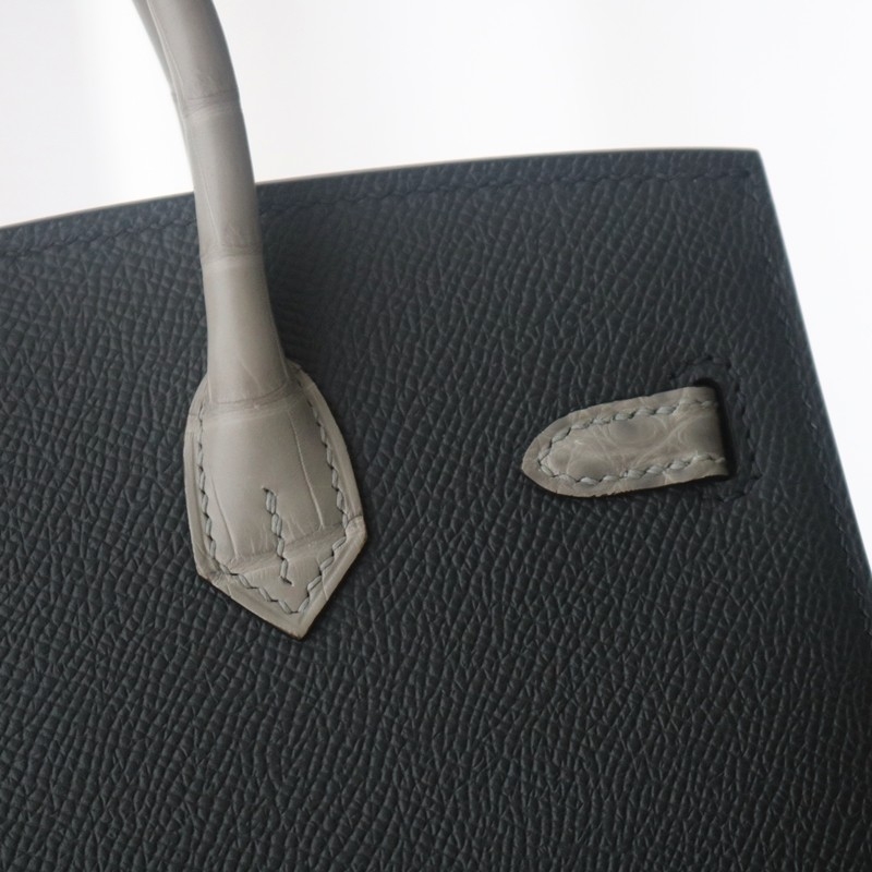 Hermes Night Sac Faubourg Birkin 20 Gris Misty Matte Alligator RGHW