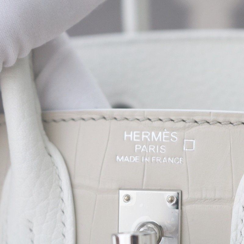 Hermès Sac Faubourg Birkin 20 White Matte Alligator Palladium Hardware