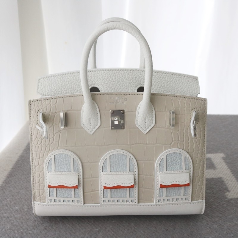 Hermès Sac Faubourg Birkin 20 White Matte Alligator Palladium Hardware