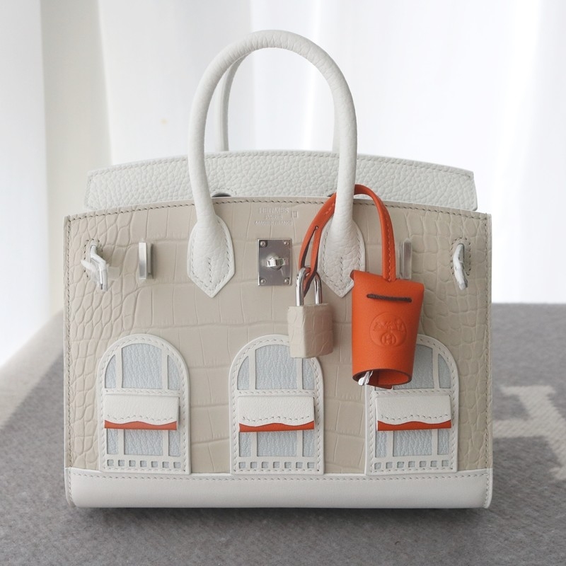 Hermès Sac Faubourg Birkin 20 White Matte Alligator Palladium Hardware