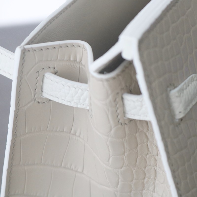 Hermès Sac Faubourg Birkin 20 White Matte Alligator Palladium Hardware