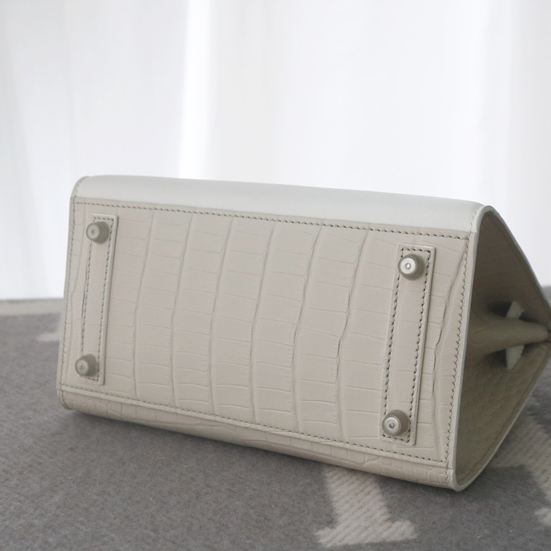 Hermès Sac Faubourg Birkin 20 White Matte Alligator Palladium Hardware