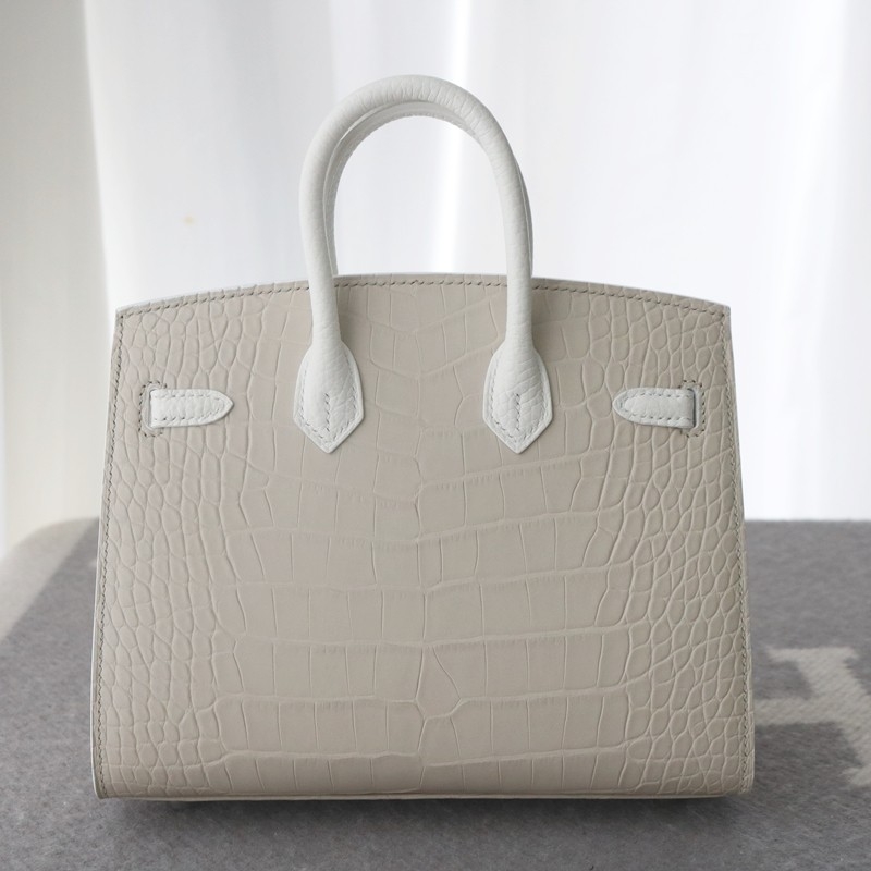 Hermès Sac Faubourg Birkin 20 White Matte Alligator Palladium Hardware
