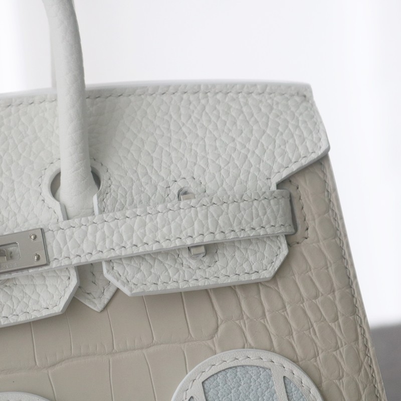 Hermès Sac Faubourg Birkin 20 White Matte Alligator Palladium Hardware