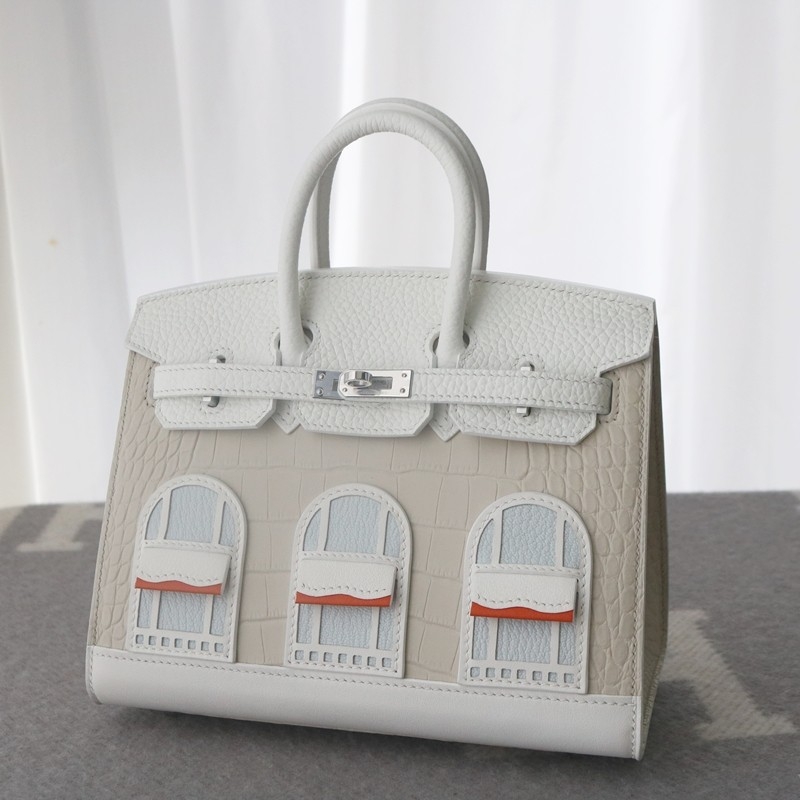 Hermès Sac Faubourg Birkin 20 White Matte Alligator Palladium Hardware