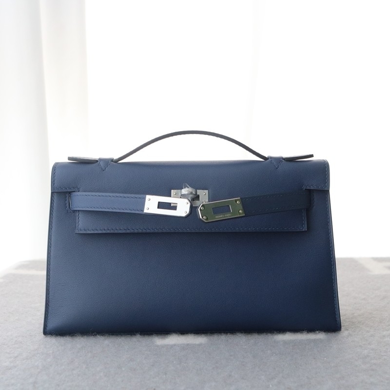 73 Bleu saphir Swift Kelly Pochette With PHW