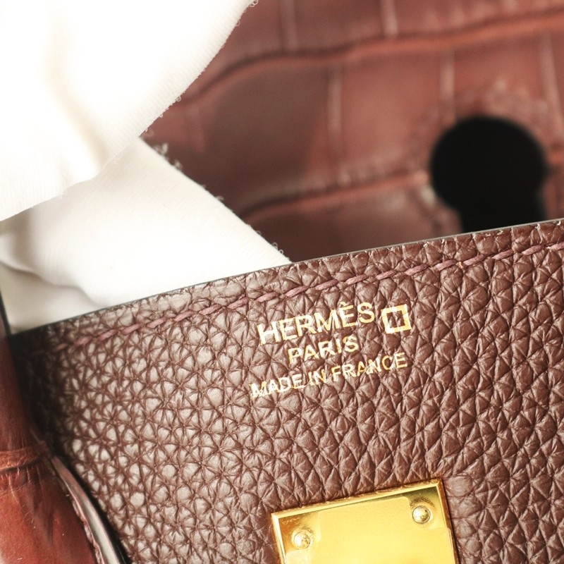 rouge sellier togo and matte aligator crocodile birkin 25 touch with ghw