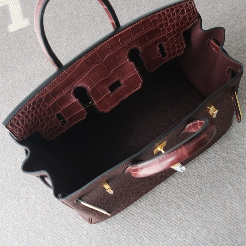 rouge sellier togo and matte aligator crocodile birkin 25 touch with ghw