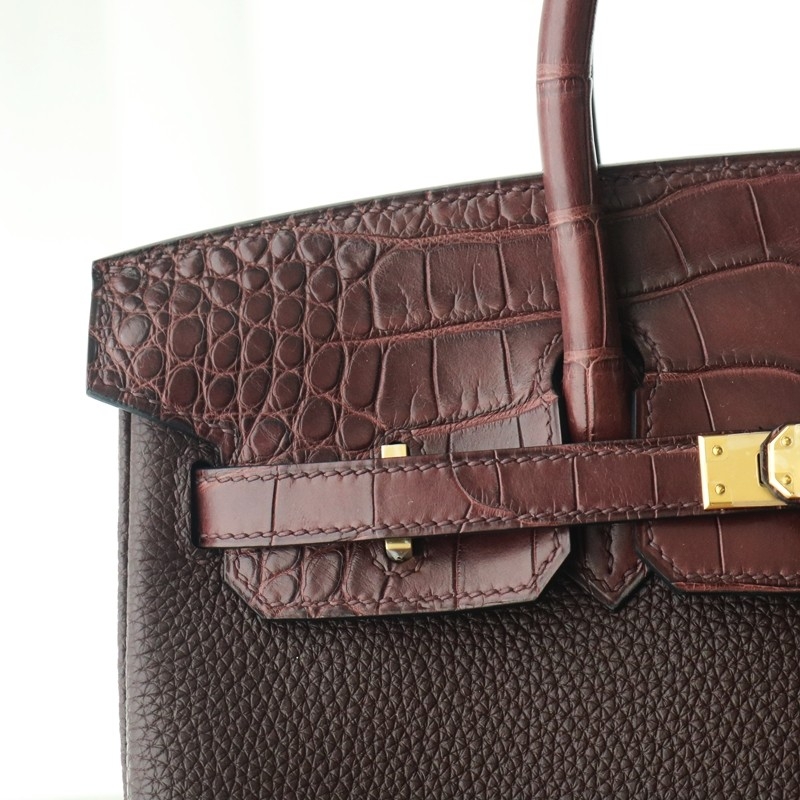 rouge sellier togo and matte aligator crocodile birkin 25 touch with ghw