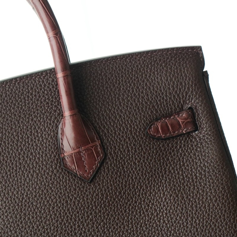 rouge sellier togo and matte aligator crocodile birkin 25 touch with ghw
