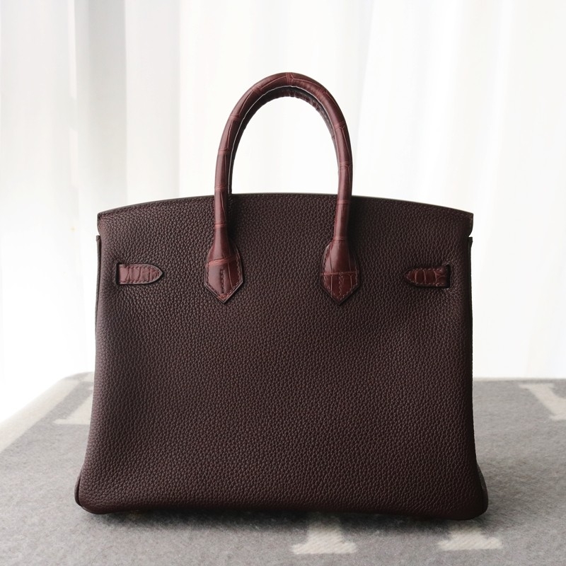 rouge sellier togo and matte aligator crocodile birkin 25 touch with ghw