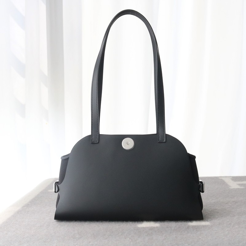 Hermes Tablier Sellier bag with Hunter cowhide, Swift calfskin and H canvas, Nior color, Phw