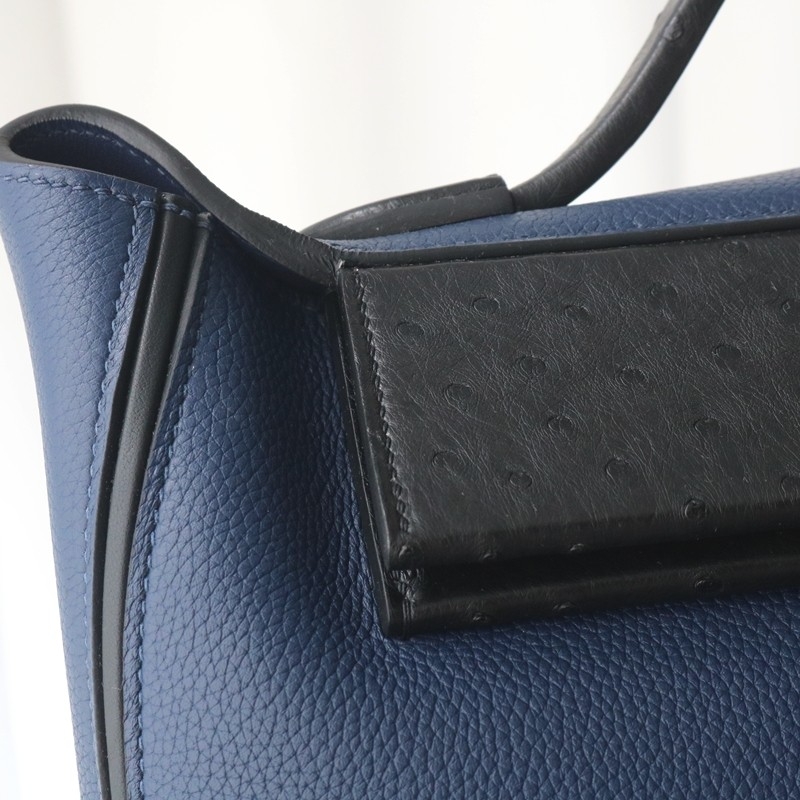blue sapphire Clemence and black ostich kelly 24/24 with phw