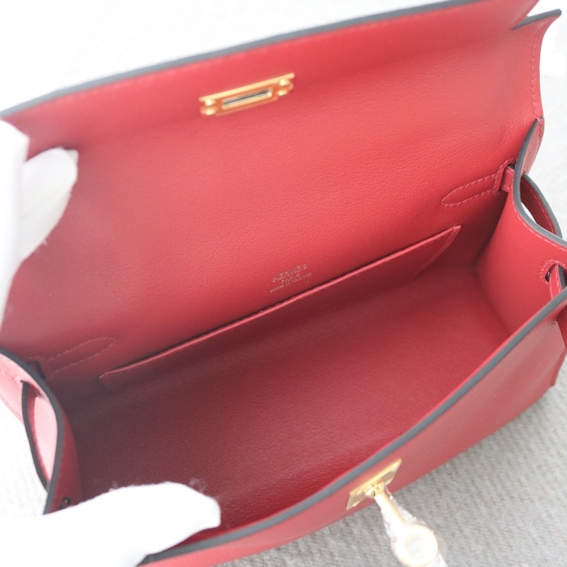 K1 Rouge Grenat Swift Kelly Pochette With GHW