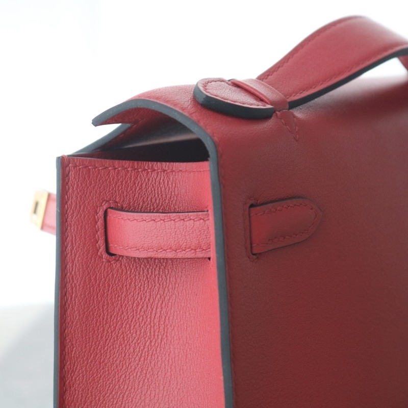 K1 Rouge Grenat Swift Kelly Pochette With GHW