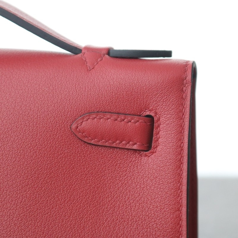 K1 Rouge Grenat Swift Kelly Pochette With GHW