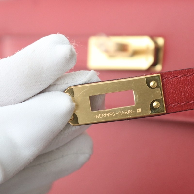 K1 Rouge Grenat Swift Kelly Pochette With GHW