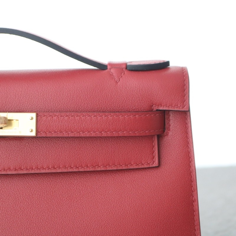 K1 Rouge Grenat Swift Kelly Pochette With GHW