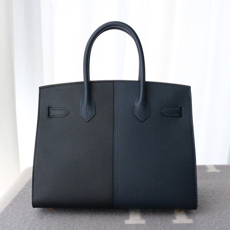 Birkin Sellier 30 Casaque Noir / Blue Indigo and Blue Frida interior Bag GHW