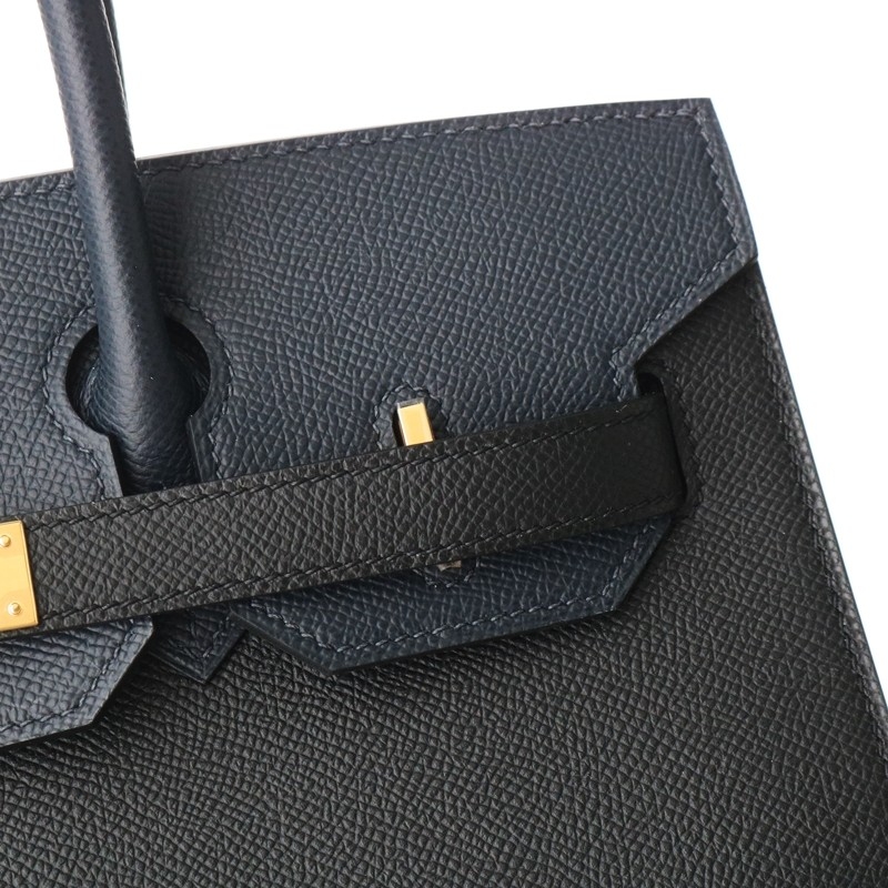 Birkin Sellier 30 Casaque Noir / Blue Indigo and Blue Frida interior Bag GHW