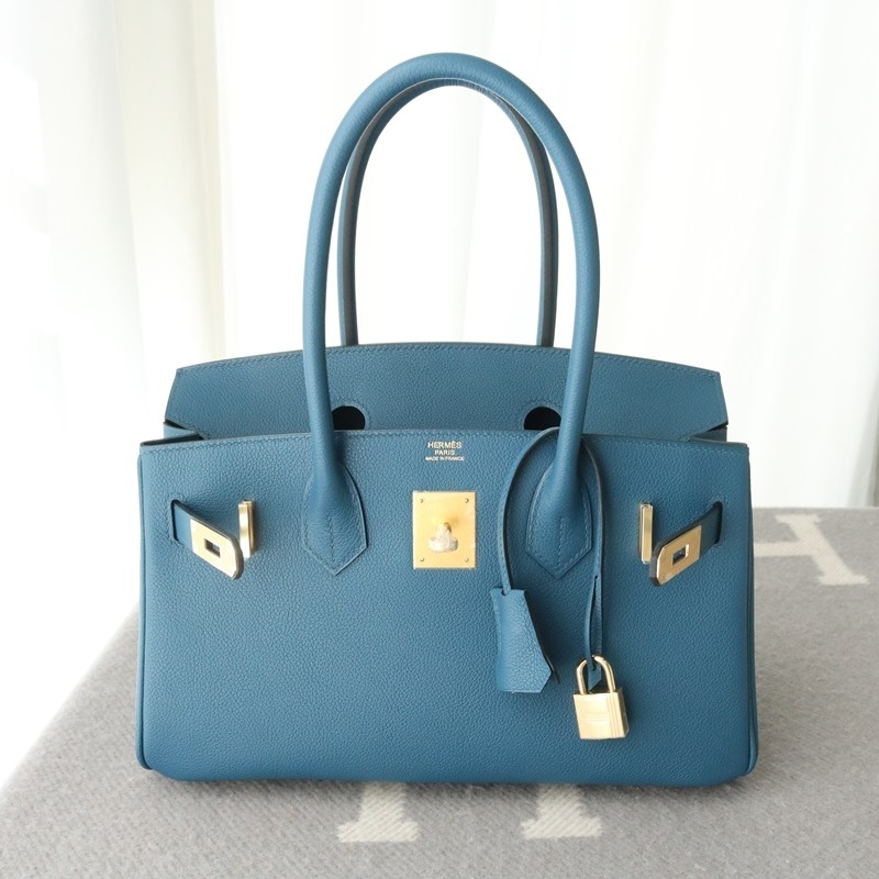 Hermes Shoulder Birkin Light 29 in Blue deep evercolor with Ghw